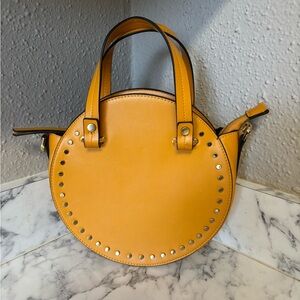 Topshop Mustard Round Shoulder Bag with Stud Accents